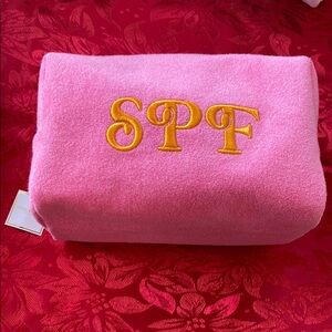 Pink Towel with Yellow Embroidery